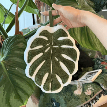 卫墨墨创意挂式可爱叶子擦手巾加厚吸水高颜值厨房卫生间擦手帕擦手毛巾 柔软吸水擦手巾：龟背竹 无规格