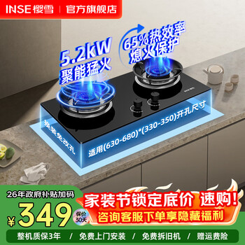 樱雪（INSE）燃气灶双灶煤气灶 台式嵌入式台嵌两用爆炒大火力煤气炉家用灶具 熄火保护 (液化气20Y)