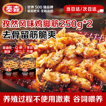 泰森（Tyson）鸡脚筋孜然风味500g冷冻半成品非油炸露营户外烧烤空气炸锅食材