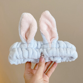 歌米诺白鹿同款猫耳朵束发带女洗脸敷面膜发箍 蓝色兔耳朵 1个