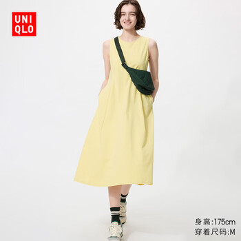 优衣库加长款女装AIRism高弹力无袖连衣裙/裙子26春夏新款482982 41 杏黄色 L