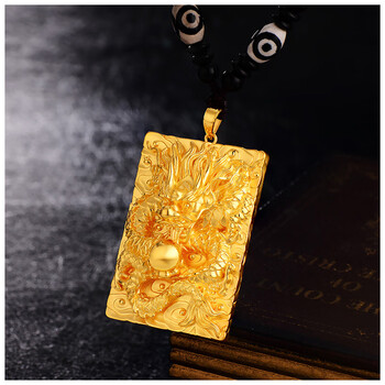 蒂蔻(tico)黄金吊坠男士款足金999时尚霸气金龙戏珠龙吊牌送男朋友