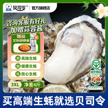 贝司令鲜活乳山生态生蚝3XL 净重4斤 10-15只 生鲜源头直发露营聚会
