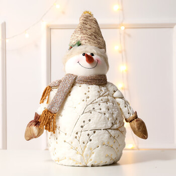 圣诞雪人娃娃毛绒公仔摆件商场橱窗堆头场景布置圣诞节装饰品 尖帽