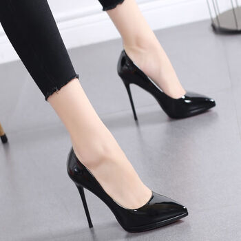 音藻12公分高跟鞋女不累脚10厘米防水台正装面试艺考工作上班职业黑色