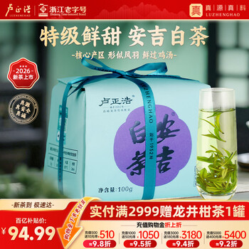 卢正浩绿茶安吉白茶特级100g2026新茶上市明前茶叶纸包高山春茶源头直发