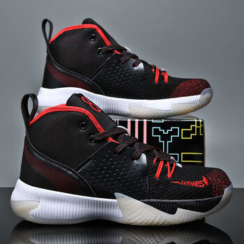 音速8low篮球鞋男防滑耐磨青少年学生运动球鞋摩擦有声音 黑红_(高级)