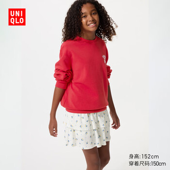 优衣库童装女童针织迷你裙裤短裙短裤半裙484924 01 乳白色 160