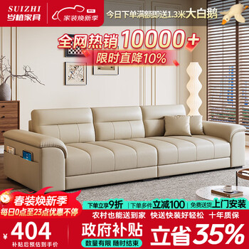 岁植简约沙发客厅2026新款政府补贴小户型沙发真皮沙发直排三人位沙发 耐磨猫爪皮-50D海绵坐垫 2.1米直排【加宽版】