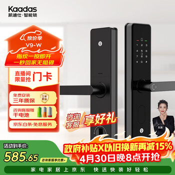 凯迪仕（KAADAS）智能门锁 指纹识别 防盗门锁密码锁 入户门电子智能锁 V9-W