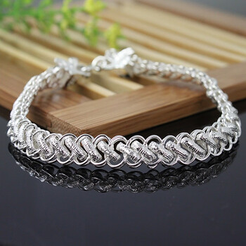 拾灿轻奢999足银手链男士霸气龙头手链宽面时尚个性日韩潮送男友足银