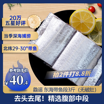 鱻谣北纬29-30°东海带鱼段净重3斤精选中段去头去尾刀鱼 生鲜端午送礼