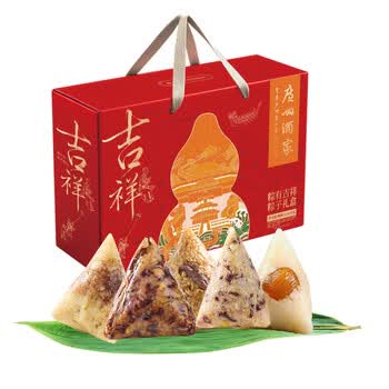 广州酒家粽子礼盒 嘉兴特产肉粽蜜枣粽豆沙粽端午礼品 粽有吉祥1160g