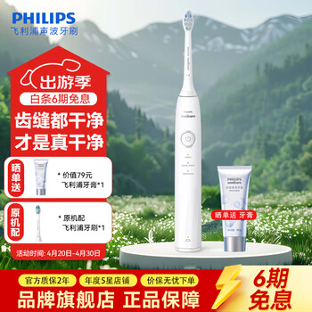 飞利浦（PHILIPS）电动牙刷钻石声波震动牙刷微泡水流科技 实用生日礼物 男女朋友情侣结婚礼物 【基础入门款 钻石1系】皓月白HX5070/02