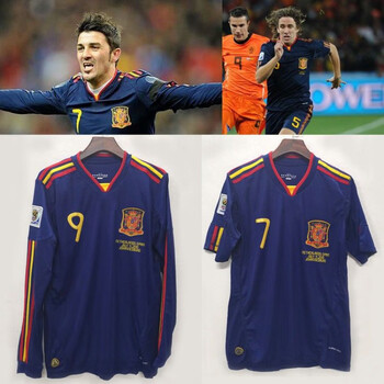 宁皙西班牙2010世界杯决赛球衣比利亚哈维伊涅斯塔足球队服套装 【长