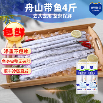 鲜到鲜得冷冻舟山带鱼纯中段 东海带鱼去头去尾刀鱼海鲜水产生鲜 去头去尾带鱼4斤(2-3两/条)