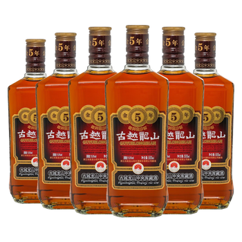 古越龙山 绍兴黄酒  半干型 糯米花雕酒 中央库藏金五年500ml*6瓶