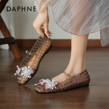 DAPHNE达芙妮水晶透明凉鞋女夏季外穿2026新款巨好看果冻镂空玛丽珍单鞋 黑色 38
