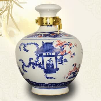 酒瓶酒坛子5斤10斤装酒缸酒罐酒壶容器密封罐白酒酒具 古井亭-5斤高盖