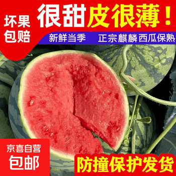正宗美都麒麟8424西瓜 JD送货上门安徽源头直发 当季新鲜水果薄皮 爆甜麒麟瓜 净果6-8斤