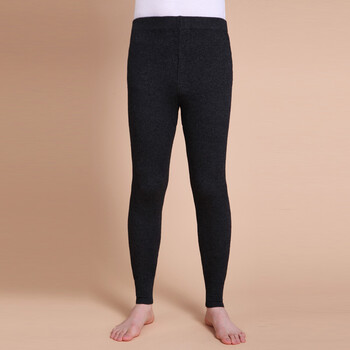 冬季男士加厚打底裤紧身高腰羊绒裤保暖贴身毛裤 黑色-男款 l