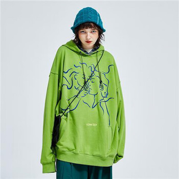 阅芒a square root 创意简笔画休闲宽松连帽抽绳男女同款国潮毛圈卫衣