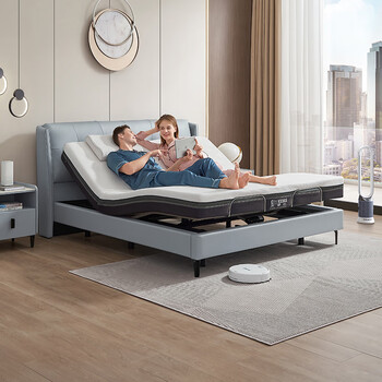 芝华仕(cheers)现代简约多功能智能床 电动升降 语音控制 主卧真皮