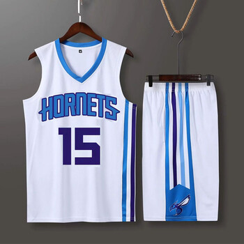 黄蜂队篮球服15号肯巴沃克球衣定制套装男儿童短袖背心训练服 白色