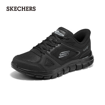 斯凯奇（Skechers）闪穿鞋|夏季男鞋低帮休闲运动鞋黑色厚底一脚蹬软 全黑色/BBK 42