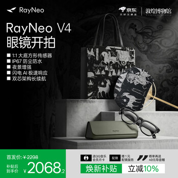 雷鸟【新品首发|蒋奇明同款】雷鸟V4AI智能眼镜IP67敦煌联名雷鸟V4极夜黑（便携盒款