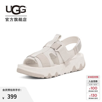 UGG夏季女士厚底露趾魔术贴休闲凉鞋 1167496LHB|浅米色 39