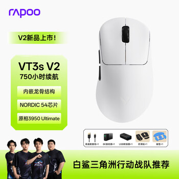 雷柏（Rapoo）VT3s V2版 中小手无线/有线双模游戏鼠标 轻量化PAW3950引擎三角洲行动fps吃鸡电竞 黑白