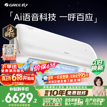 格力空调【价保618】月亮女神 1.5匹新一级 双排铜管 AI语音健康除菌挂机国家补贴