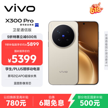 vivo X300 Pro 卫星通信版  16GB+512GB 旷野棕 蔡司2亿APO超级长焦 蓝图影像双芯 拍照 AI手机