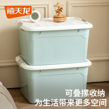 禧天龙加厚收纳箱大号强韧性塑料衣物书籍零食整理箱储物箱55升 灰色55升3个 57.8*43.3*33.3cm 升级新材料 实测不虚标