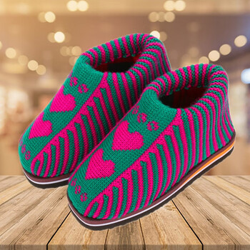 毛线鞋女生冬季纯手工编织老人防滑男女结婚居家加厚保暖拖棉鞋 加厚