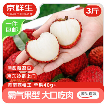 京鲜生 海南火山荔枝王 净重3斤单果40g+ 新鲜水果 源头直发包邮
