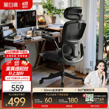 黑白调P2Pro二代人体工学椅电竞电脑椅护腰办公椅子人工力学座椅4D腰托 P2Pro曜黑 4D腰托+3D颈枕