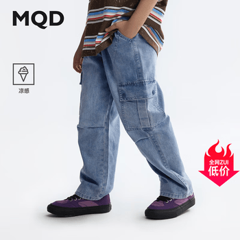 马骑顿（MQD）MQD童装男童凉感牛仔短裤夏装新款儿童宽松直筒五分牛仔短裤 中牛仔蓝 130