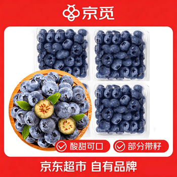 京觅四川蓝莓 酸甜可口 蓝莓8盒12mm+ 净重100-120g/盒 源头直发
