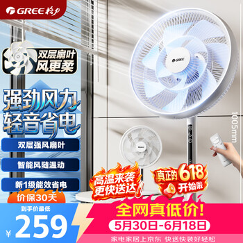 格力（GREE）【双层扩风扇叶】立式电风扇大风量家用落地扇广角摇头定时遥控电扇台地两用落地扇 FSZ-30X65Bg7