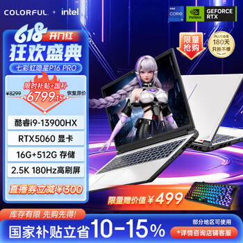七彩虹（Colorful）隐星P16 Pro 13代酷睿i9 16英寸游戏本笔记本电脑 (i9-13900HX 16G 512G RTX5060 180Hz ）
