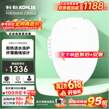 科勒（KOHLER） 智能马桶盖智能坐便盖板加热马桶座圈清舒宝洁身器冲洗盖板 即热薄款智能盖35054T