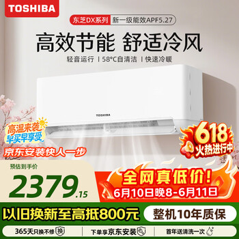 东芝（TOSHIBA）【价保618】空调 DX系列 1.5匹1级能效 壁挂机省电变频冷暖纯铜管卧室健康舒适风 RAS-13TKVG1G4-C