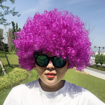 儿童彩色爆炸头假发幼儿园装扮婚庆搞笑小丑头套表演道具演出发套 深