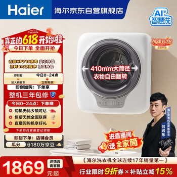 海尔（Haier）洗衣机小型全自动 懒人内衣裤婴儿儿童洗衣机 壁挂洗衣机 3KG除HPV 一级能效B70AU1