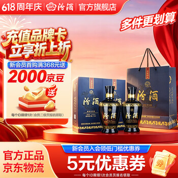汾酒 蓝汾 清香型白酒 纯粮名酒 马年送礼 53度 475mL 2瓶 双瓶装（内含礼袋）