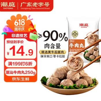 潮庭潮汕手打牛肉丸250g 火锅食材生鲜烧烤关东煮空气炸锅早餐麻辣烫