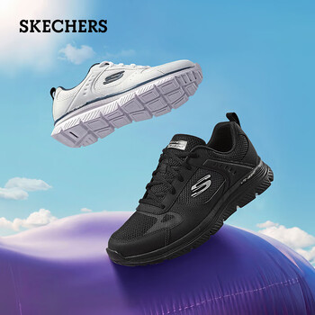 斯凯奇（Skechers）夏季男鞋运动休闲鞋增高鞋黑色增高舒适厚底板鞋平底鞋 白色/黑色/WBK 42
