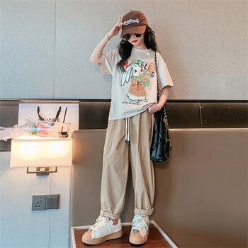 萌菲思童装女大童女装夏季套装2023韩版女童夏装7-13岁女孩衣服短袖